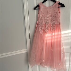 Elegant Pink Lace Kids Dress